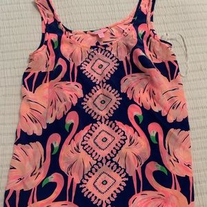 Lily flamingo  silk tank.
